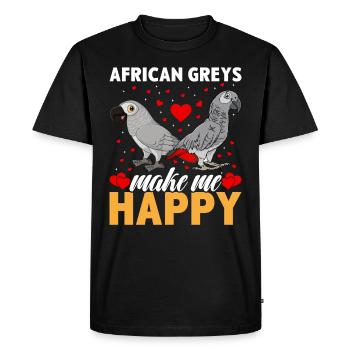 Les Gris d’Afrique me rendent heureux Perroquets gris - T-shirt Premium bio Homme - noir - Devant - Nico (187cm)