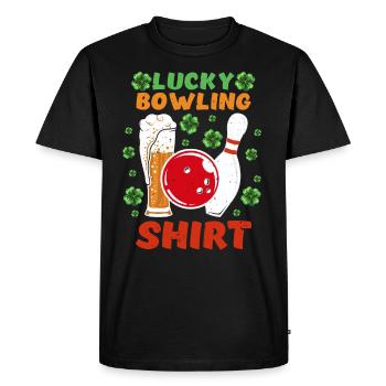 Chemise de bowling chanceux Tenue de joueur de bowling - T-shirt Premium bio Homme - noir - Devant - Nico (187cm)