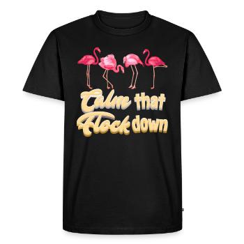 Flamingo Women's Calm that Flock down Flamingo Party - Men's Premium Organic T-Shirt - black - Front - Nico (187cm)