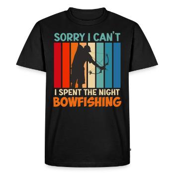 Bogenfischen I spent the night Bowfishing - Men's Premium Organic T-Shirt - black - Front - Nico (187cm)