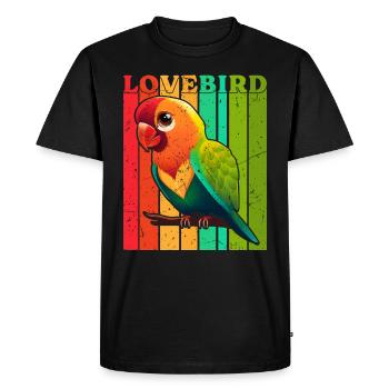Tourtereaux, amoureux des oiseaux, perroquets, tourtereaux - T-shirt Premium bio Homme - noir - Devant - Nico (187cm)