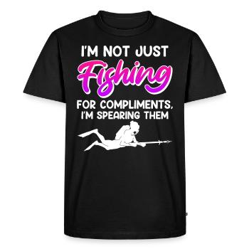 Speerfischen Not just Fishing for Compliments - Men's Premium Organic T-Shirt - black - Front - Nico (187cm)