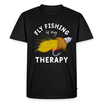 La pêche à la mouche est ma thérapie Chasse au poisson Pêche à la mouche - T-shirt Premium bio Homme - noir - Devant - Nico (187cm)