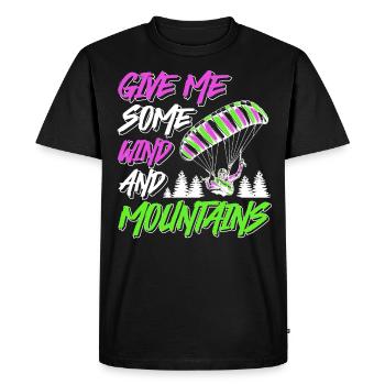 Les parapentes me donnent du vent et des montagnes - T-shirt Premium bio Homme - noir - Devant - Nico (187cm)