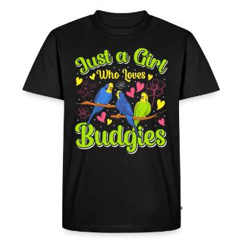 Juste une fille qui aime les filles perruches - T-shirt Premium bio Homme - noir - Devant - Nico (187cm)