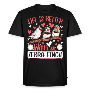 La vie est meilleure avec un Zèbre Finch Vogelfreund - T-shirt Premium bio Homme - noir - Devant - Nico (187cm)