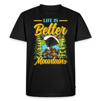Paraglider Life is Better in the Mountains - Men's Premium Organic T-Shirt - black - Front - Nico (187cm)