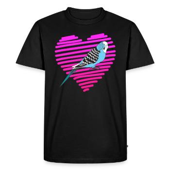 Piepmatz J’adore le porte-oiseau Budgie de Budgie - T-shirt Premium bio Homme - noir - Devant - Nico (187cm)