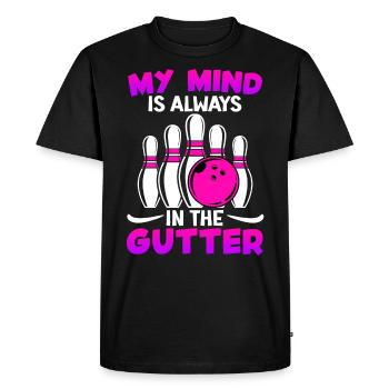 Bowling Funny My Mind is Always in Gutter - Men's Premium Organic T-Shirt - black - Front - Nico (187cm)