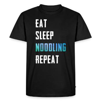 Poisson à tête plate Manger Sommeil Nouilles Répéter Poisson-chat - T-shirt Premium bio Homme - noir - Devant - Nico (187cm)
