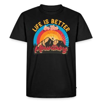 Alpinisme La vie est meilleure en montagne - T-shirt Premium bio Homme - noir - Devant - Nico (187cm)