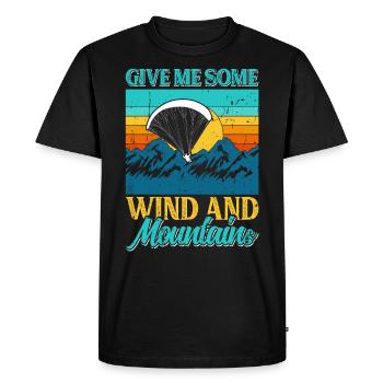 Vol en parapente thermique Donnez-moi le vent et les montagnes - T-shirt Premium bio Homme - noir - Devant - Nico (187cm)