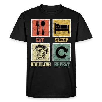 Waller Pêche Manger Sommeil Nouilles Répéter - T-shirt Premium bio Homme - noir - Devant - Nico (187cm)