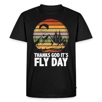 Paragliding Thanks God it ́s Fly Day - Men's Premium Organic T-Shirt - black - Front - Nico (187cm)