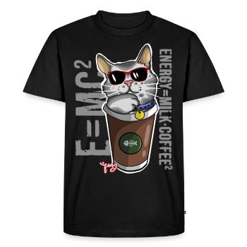 Café chat - T-shirt Premium bio Homme - noir - Devant - Nico (187cm)