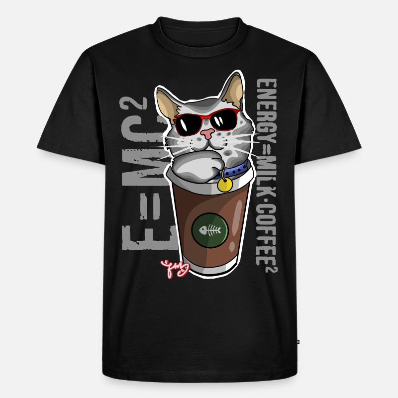 Kaffee Katze - Männer Premium Bio T-Shirt - Schwarz