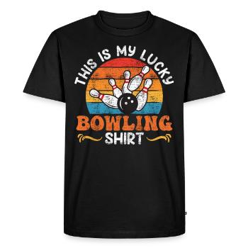 Joueur de bowling Ceci est ma chemise de bowling chanceux - T-shirt Premium bio Homme - noir - Devant - Nico (187cm)