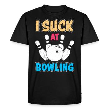 Joueur de bowling drôle Je suce à la chemise de bowling - T-shirt Premium bio Homme - noir - Devant - Nico (187cm)