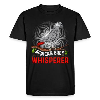African Grey Whisperer Grey Parrot Whisperer - Men's Premium Organic T-Shirt - black - Front - Nico (187cm)
