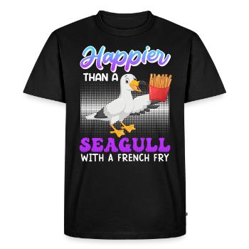Plus heureux qu’une mouette avec une frite Mouettes - T-shirt Premium bio Homme - noir - Devant - Nico (187cm)