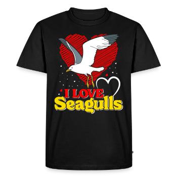 Mouettes J’adore Mouettes Mouettes Amateurs d’oiseaux - T-shirt Premium bio Homme - noir - Devant - Nico (187cm)