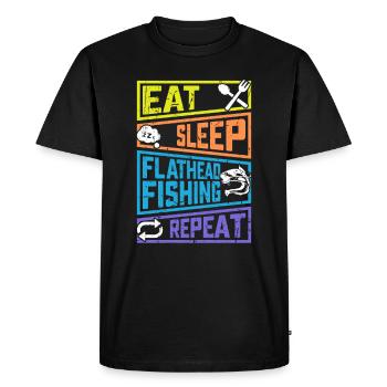 Nourriture Sommeil Pêche à tête plate Pêche répétée - T-shirt Premium bio Homme - noir - Devant - Nico (187cm)