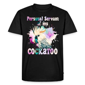 Kakaduu Serviteur personnel de mon cacatoès - T-shirt Premium bio Homme - noir - Devant - Nico (187cm)