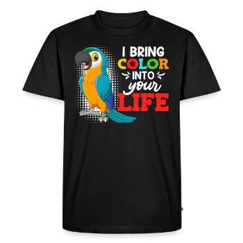 Aras j’apporte de la couleur dans ta vie Ara Perroquet - T-shirt Premium bio Homme - noir - Devant - Nico (187cm)