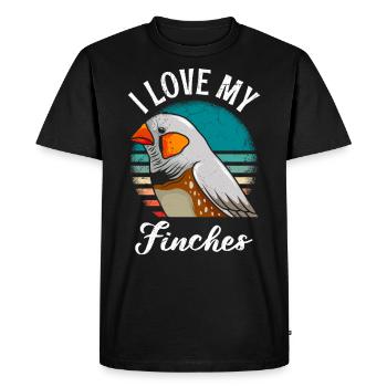 J’aime mes pinsons, les amoureux des oiseaux, la propriété d’oiseaux - T-shirt Premium bio Homme - noir - Devant - Nico (187cm)