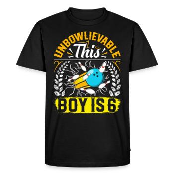 B-Day Unbelievable This Boy is 6 Bowling - Men's Premium Organic T-Shirt - black - Front - Nico (187cm)