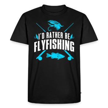 Pêcheur à la mouche Je préfère être Pêche à la mouche Chasse au poisson - T-shirt Premium bio Homme - noir - Devant - Nico (187cm)