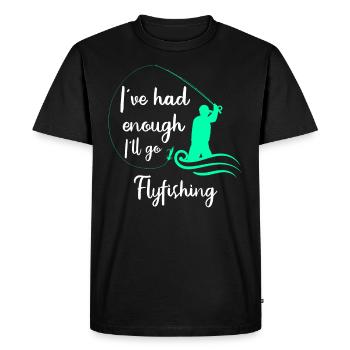 J’en ai assez Je vais pêcher à la mouche Chasse au poisson - T-shirt Premium bio Homme - noir - Devant - Nico (187cm)