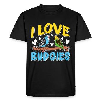 Budgie Fan I love Budgies Parakeets - Men's Premium Organic T-Shirt - black - Front - Nico (187cm)