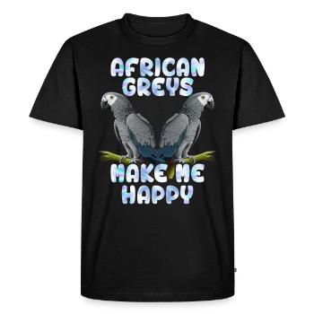 African Greys make me Happy Parrot Fan - Men's Premium Organic T-Shirt - black - Front - Nico (187cm)