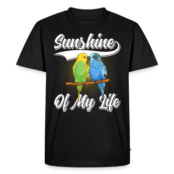 Le soleil de ma vie Les amoureux des oiseaux perruches - T-shirt Premium bio Homme - noir - Devant - Nico (187cm)