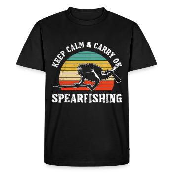 Restez calme et continuez à pêcher au sous-marin Fischjagd - T-shirt Premium bio Homme - noir - Devant - Nico (187cm)