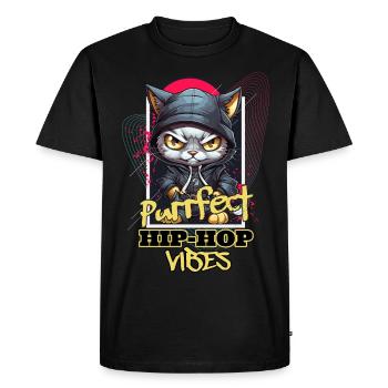 Cat Hip Hop Rap Rapper DJ Ghetto Crew Gangster - T-shirt Premium bio Homme - noir - Devant - Nico (187cm)