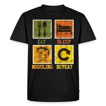 Waller Pêche Manger Sommeil Nouilles Répéter - T-shirt Premium bio Homme - noir - Devant - Nico (187cm)