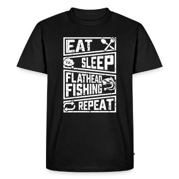 Nourriture Sommeil Pêche à tête plate Pêche répétée - T-shirt Premium bio Homme - noir - Devant - Nico (187cm)