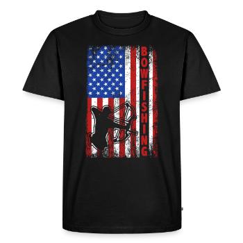 Bow Fishing USA America Flag Bow Hunter - Men's Premium Organic T-Shirt - black - Front - Nico (187cm)