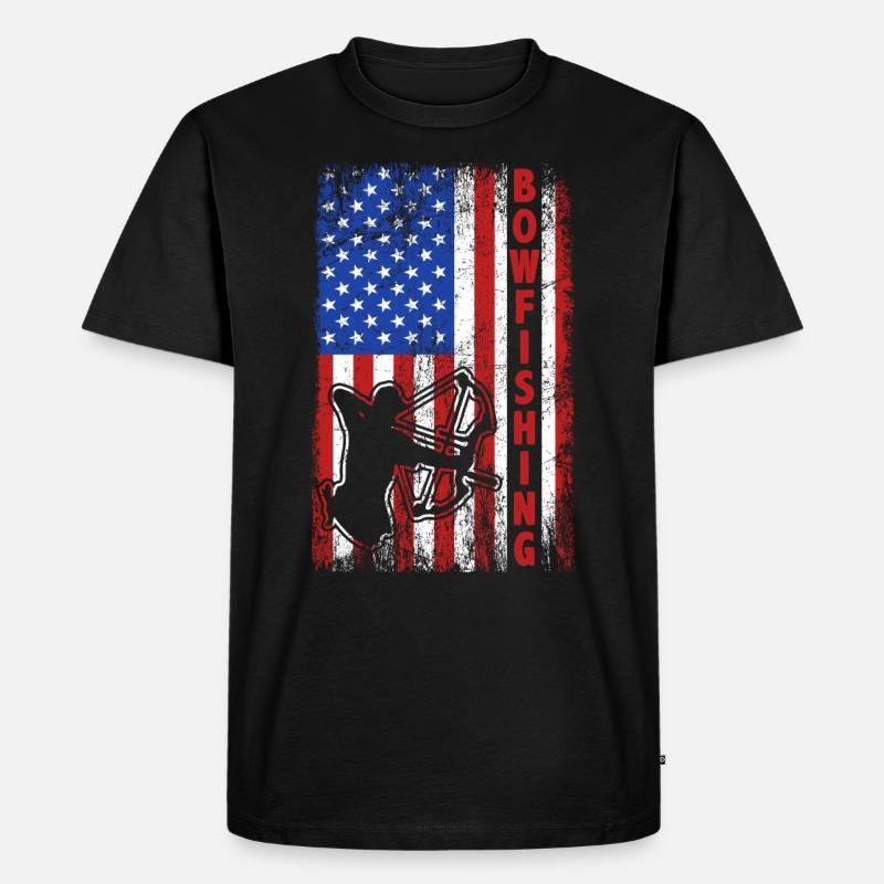 Bogenfischen USA Amerika Flagge Bogenjäger - Männer Premium Bio T-Shirt - Schwarz