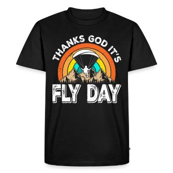 Paragliding Thanks God it's Fly Day Mountaineering - Men's Premium Organic T-Shirt - black - Front - Nico (187cm)