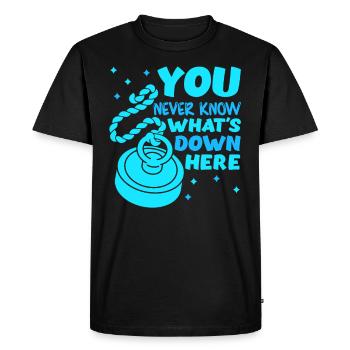 Magnetangler You never know what ́s down here - Men's Premium Organic T-Shirt - black - Front - Nico (187cm)