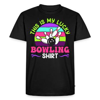 Joueur de bowling Ceci est ma chemise de bowling chanceux - T-shirt Premium bio Homme - noir - Devant - Nico (187cm)