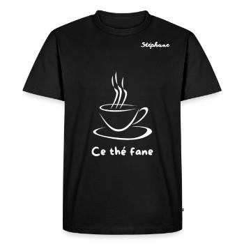 LOGO Stéphane "Ce thé fane" blanc - T-shirt Premium bio Homme - noir - Devant - Nico (187cm)