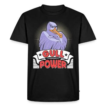 Mouettes Mouettes Power Oiseau côtier Mer Baltique Mer du Nord - T-shirt Premium bio Homme - noir - Devant - Nico (187cm)