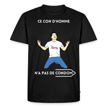 LOGO Ce con d'homme n'a pas de condom - T-shirt Premium bio Homme - noir - Devant - Nico (187cm)