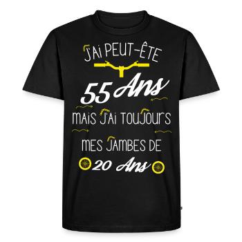 Cadeau 53 ans cycliste - T-shirt Premium bio Homme - noir - Devant - Nico (187cm)