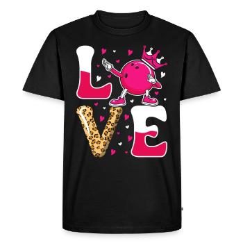LOVE Chemise Bowling Tenue de Bowling pour femmes - T-shirt Premium bio Homme - noir - Devant - Nico (187cm)
