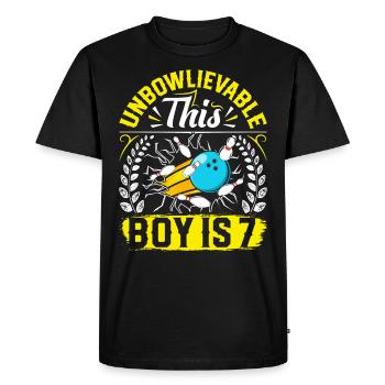 B-Day Unbowlievable This Boy is 7 Bowling - Men's Premium Organic T-Shirt - black - Front - Nico (187cm)